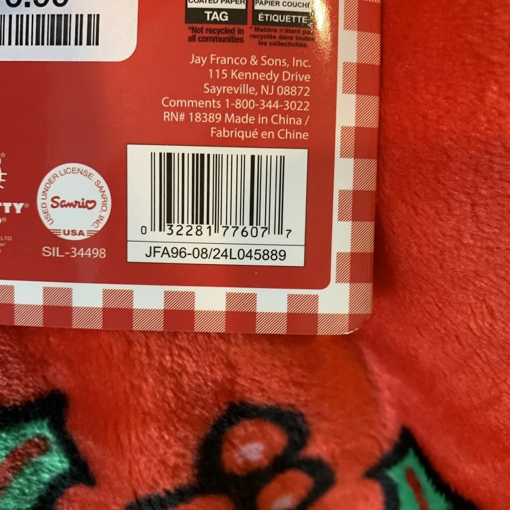 Hello Kitty Red Christmas Holiday Wreath Throw Blanket Plush 60